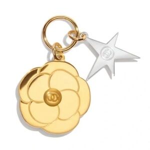 CHANEL Holiday Charm 2025 Gold Camellia & Silver Star with Logo Centers